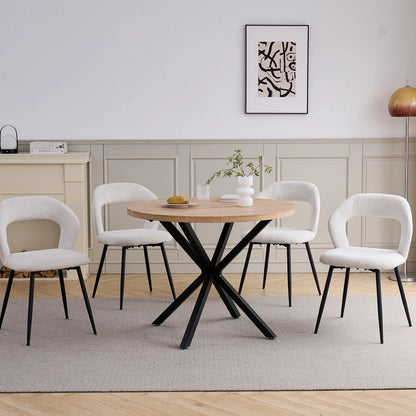 EGOONM Set di 4 Sedie da Pranzo Moderne con Schienale Cavo, Sedie Laterali Imbottite in Tessuto, Gambe in Metallo Nero, Sedie d'Accento per Cucina e Caffè