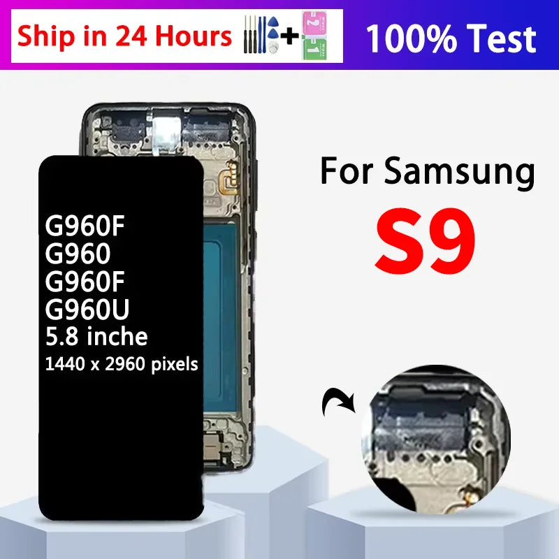 Nuova qualità TFT per Samsung S9 LCD G960 G960F G960N G9600 G Display Touch Screen Digitizer S9 Display con sostituzione del telaio