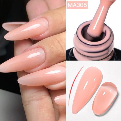 MEET ACROSS 7ml Gelatina Nuda Shimmer Base in gomma Gel Glitter Rosa Viola UV/LED Nail Art Vernis Gel Smalto per manicure Unghie FAI DA TE