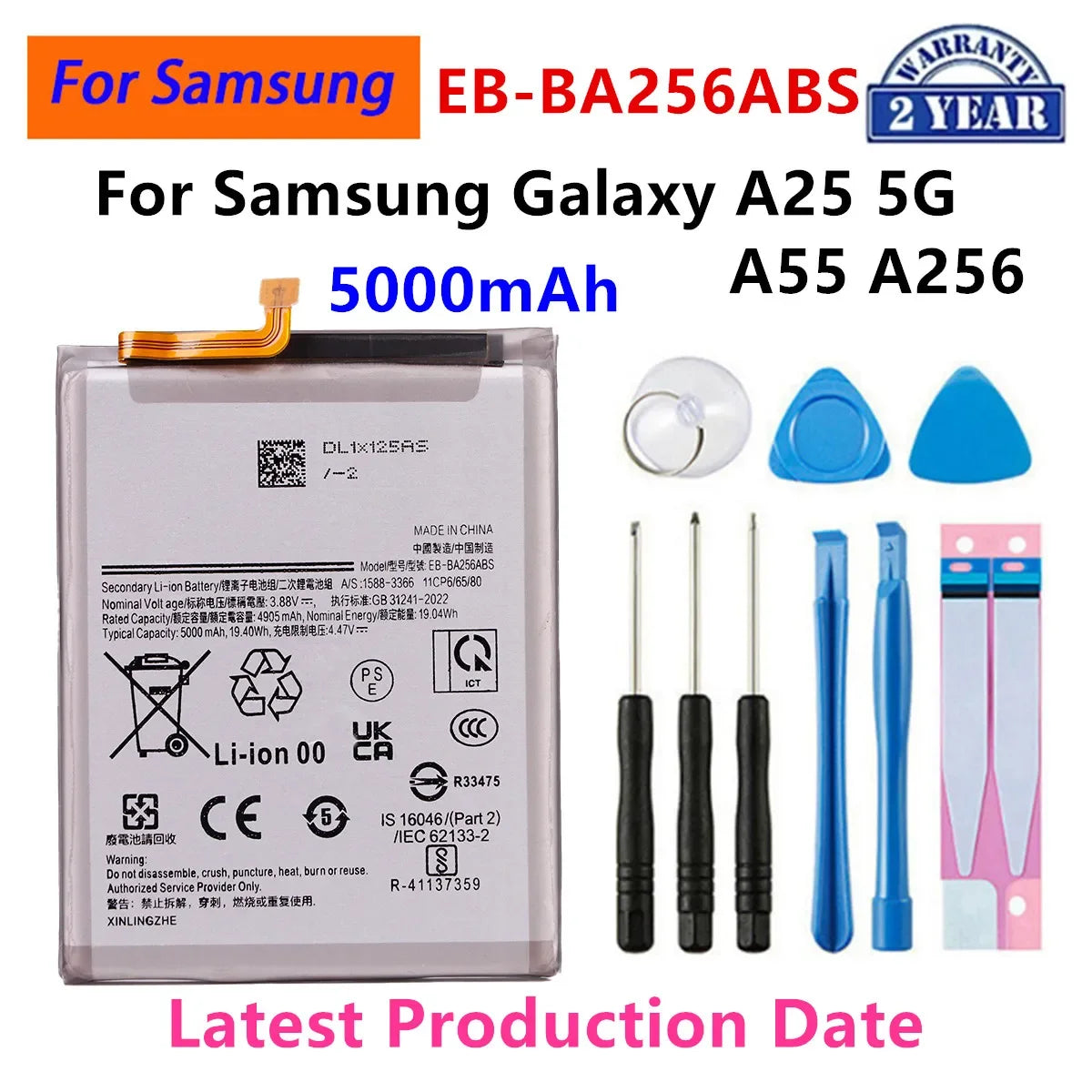 Batteria EB-BA336ABY EB-BA166ABY EB-BA546ABY per Samsung Galaxy A33 A53 A25 A13 5G /A15 A16 A24 4G 5G / A42 A72 A32 A54 A35 5G