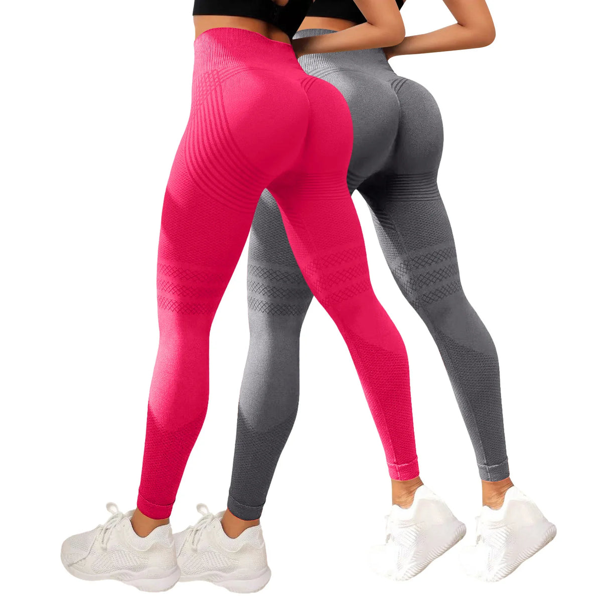 Leggings Modellanti Anti-Cellulite 2 Pezzi, Compressione 3D, Vita Alta, Senza Cuciture, Push-Up, Opachi, Pantaloni Sportivi per Yoga e Fitness