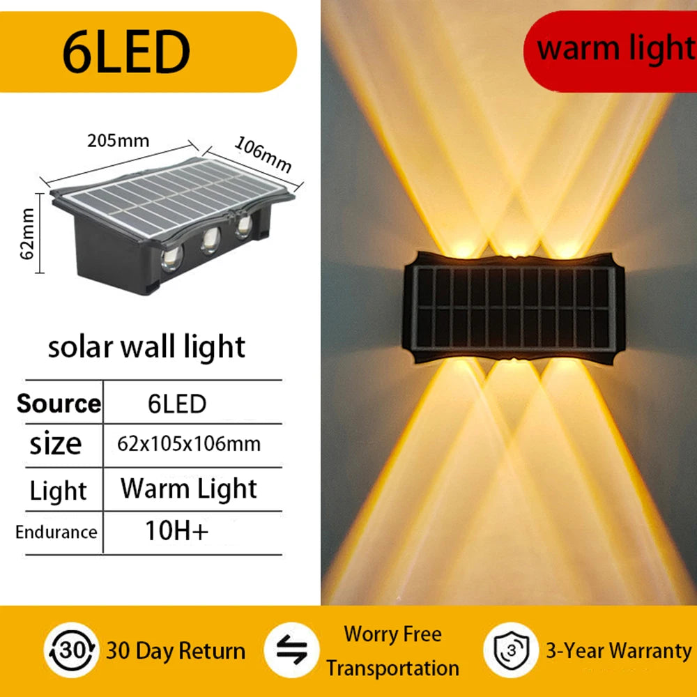 3 pezzi/1 pezzo Lampada da parete solare per cortile, strada, impermeabile, lampada da giardino esterna, decorazione solare per la casa, illuminazione da parete a LED per esterni