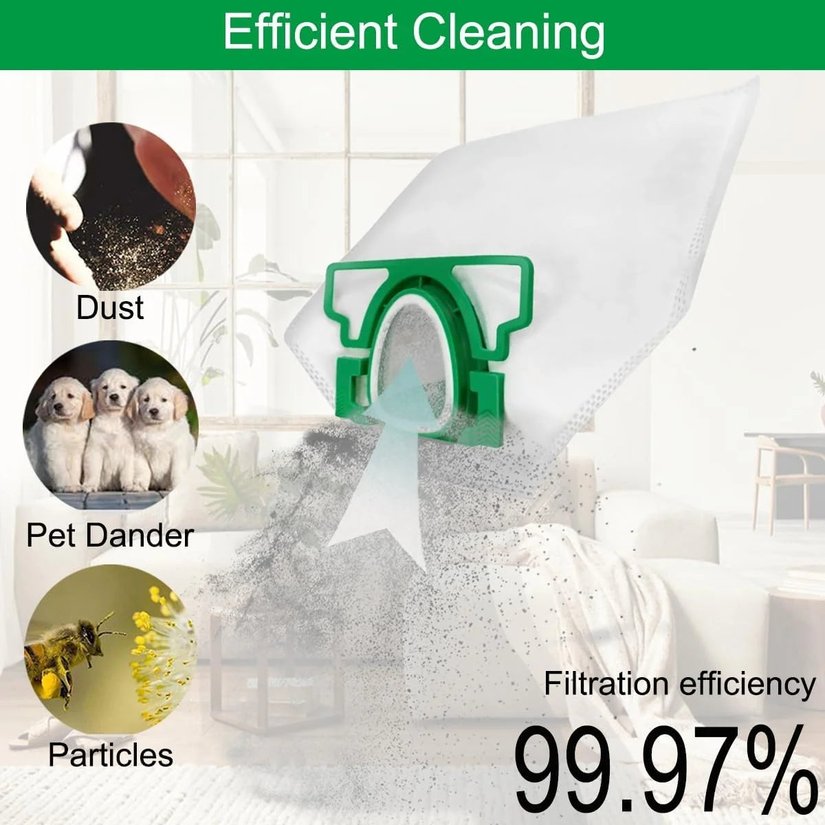 Per Vorwerk Kobold VK200 FP200 Sostituzione del sacchetto per la polvere, Filtri per sacchetti in tessuto per la pulizia della polvere Accessori di ricambio per aspirapolvere