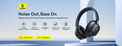 Cuffie Wireless ANC Baseus 80H, Auricolari Over-Ear con 95% di Cancellazione del Rumore, Cuffie Bluetooth 6.0 BH1 NC LITE