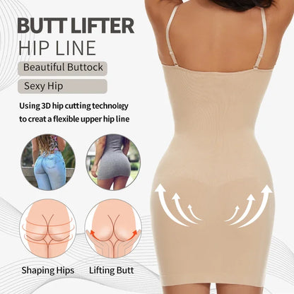 Intimo modellante da donna, slip completo, controllo della pancia, girocollo, mini sotto il vestito, modellante per il corpo liscio, nuova lingerie con spalline sottili