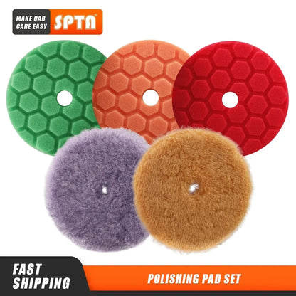 SPTA 5 pezzi 3 "(80mm)/5"(125mm)/6"(150mm) set di tamponi per lucidatura in spugna per auto per lucidatore tampone DA/RO/GA lucidatura ceratura