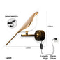 Lampade da Parete LED Girevoli a Forma di Uccello Magpie con Spina EU/US per Comodino, Camera da Letto, Lampade da Parete Nordiche, Applique per Cucina e Sala da Pranzo