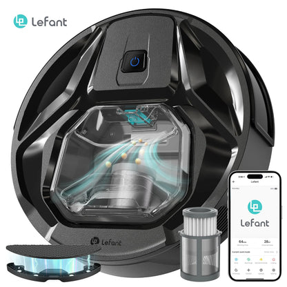 Robot Aspirapolvere Lefant M320 con Funzione Lavapavimenti, Potente Aspirazione 6000Pa, Contenitore Polvere Visibile, Rilevamento Tappeti, Controllo Vocale Alexa