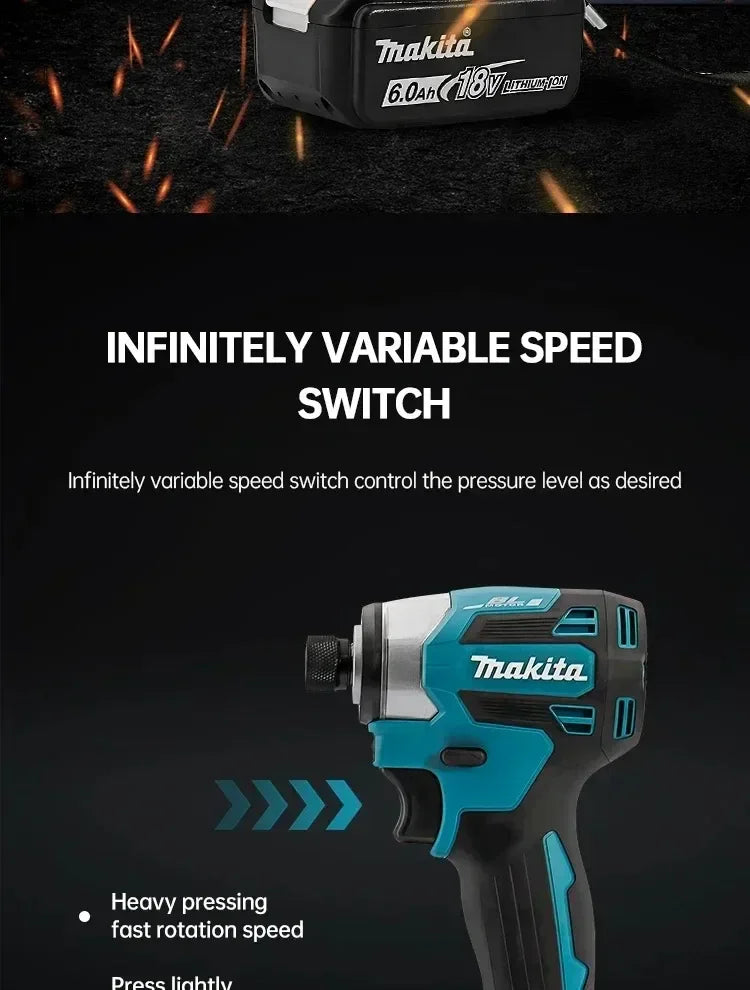Makita DTD173 Blu 18V Avvitatore a Impulsi Brushless agli Ioni di Litio, Utensile Multifunzione, Trapano, Utensile Elettrico con Batteria 18650