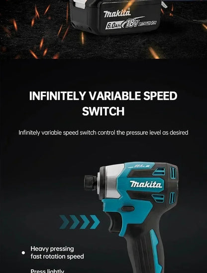 Makita DTD173 Blu 18V Avvitatore a Impulsi Brushless agli Ioni di Litio, Utensile Multifunzione, Trapano, Utensile Elettrico con Batteria 18650