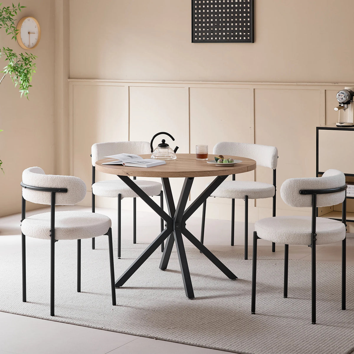 EGOONM Set di 2/4/6 Sedie da Pranzo in Stile Nordico, Sedie Imbottite in Velluto Teddy per Cucina e Sala da Pranzo