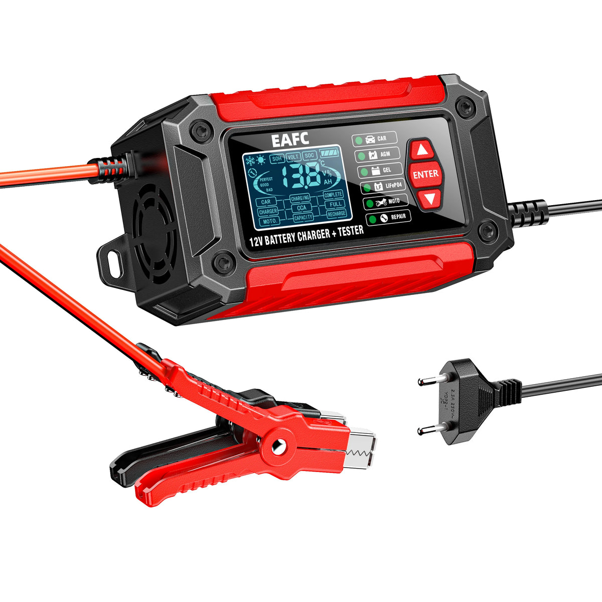 Nuovo 2in1 Smart Caricabatteria per auto Tester del sistema Analizzatore batteria per auto moto per batterie al litio LiFePo4 al piombo acido AGM GEL