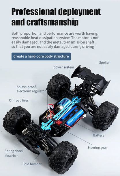 ZWN 1:16 70KM/H o 50KM/H Auto RC 4WD con LED, Auto Telecomandate ad Alta Velocità, Monster Truck da Drift per Bambini Vs Wltoys 144001 Giocattoli