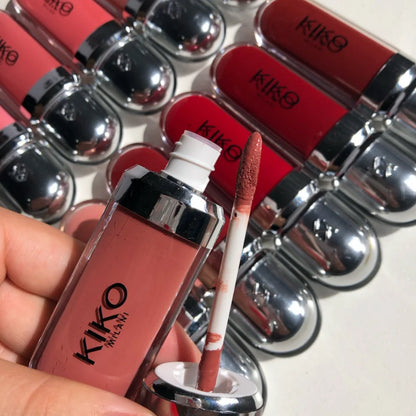 KIKO Lucidalabbra 3D Hydra, Lucidità Elevata, Labbra Effetto Vetro, Volumizzante Trasparente Nutriente, Lunga Durata, Tinta Latte e Tinta Fagiolo, Cosmetico per Labbra Nude