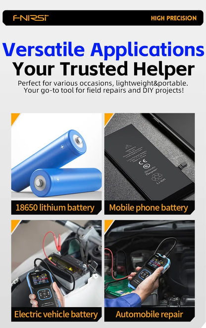FNIRSI HRM-10 Tester di resistenza interna di tensione della batteria 18650 Tester di condensatori per batterie per auto con piombo al litio acido AC ad alta precisione
