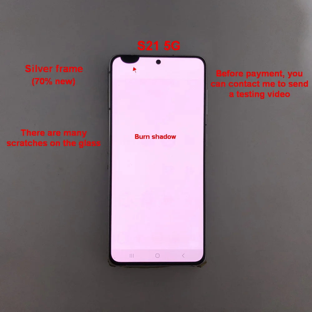 Display LCD Super AMOLED per Samsung S21 5G G990F G991F G991U G991B/DS, Schermo Touch Digitizer 6.2'' con Difetti, Ricambio Schermo
