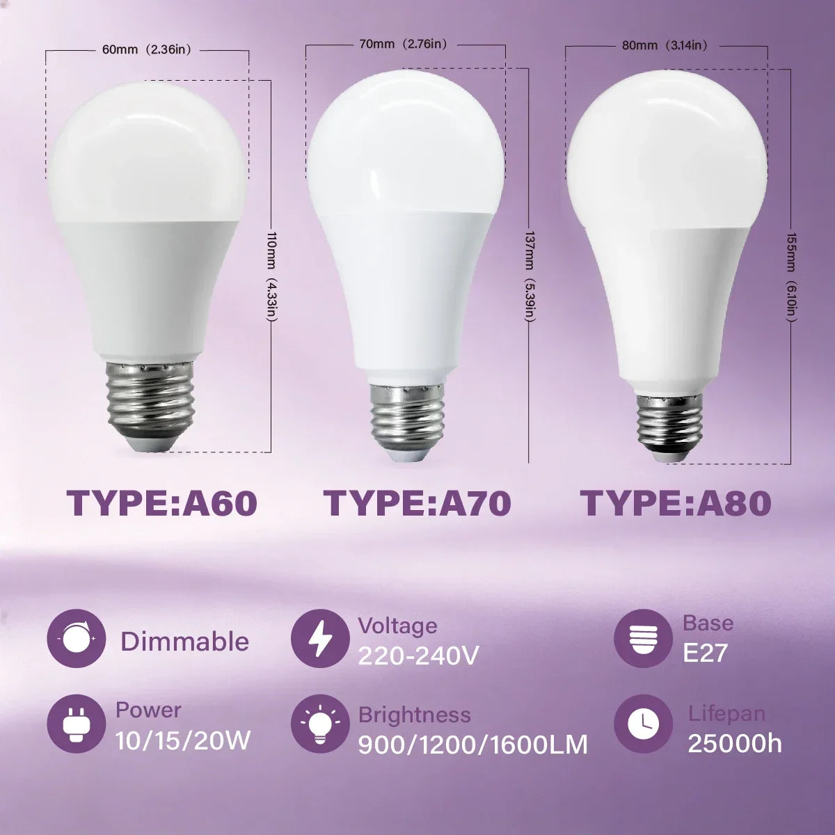 Lampadina LED Dimmerabile E27 10W 15W 20W AC 220V 3000K-6500K 0-100 Dimmerabile, Lampada a Tono Naturale per Balcone, Sala da Pranzo, Ingresso