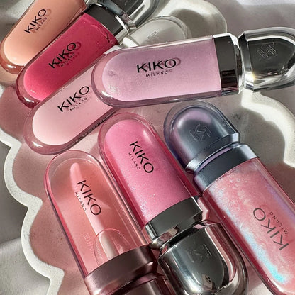 Rossetto KIKO Double Touch, gloss labbra 3D Hydra, resistente all'acqua, non trasferibile, tinta labbra non appiccicosa, effetto vetro, volumizzante, idratante, trucco per labbra