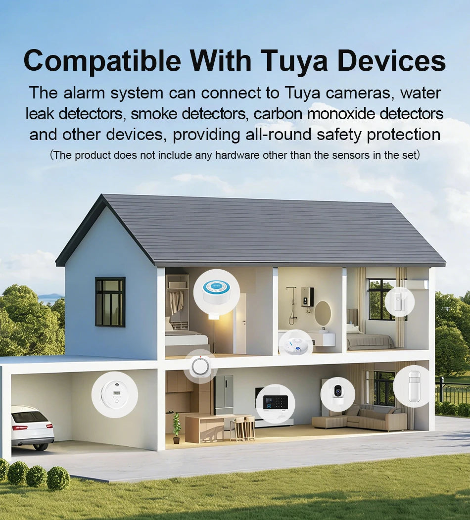 Sistema di Allarme PGST per Casa, Allarme di Sicurezza WIFI Antifurto con Sensore di Movimento per Porte, Compatibile con Tuya e Alexa