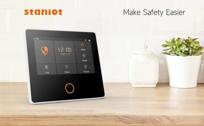Staniot WiFi SecPanel 5 sistema di allarme domestico Wireless Tuya Smart 4.3 "Kit di sicurezza Touch Screen sirena integrata APP telecomando,Batteria integrata da 1500 mAh, supporto per Alexa