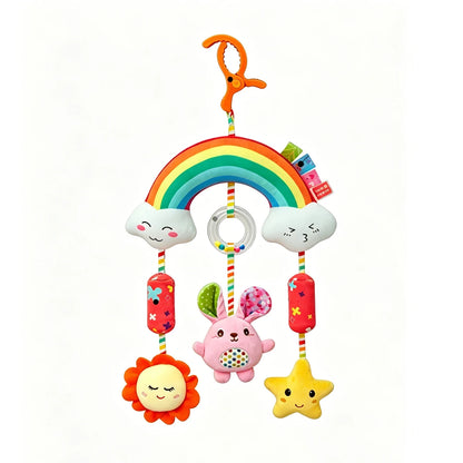 Giocattolo di Peluche per Neonati con Sonaglio e Sottoposto a Pressione per lo Sviluppo Multi-Sensoriale del Bambino 0-12 Mesi, Regalo Perfetto per Neonati per Culla e Seggiolino Auto
