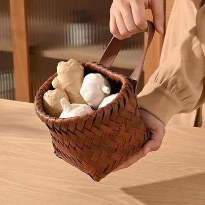 Cesto da parete in plastica, decorativo, intrecciato a mano, per conservare verdure e frutta, contenitore salvaspazio per uova e frutta.