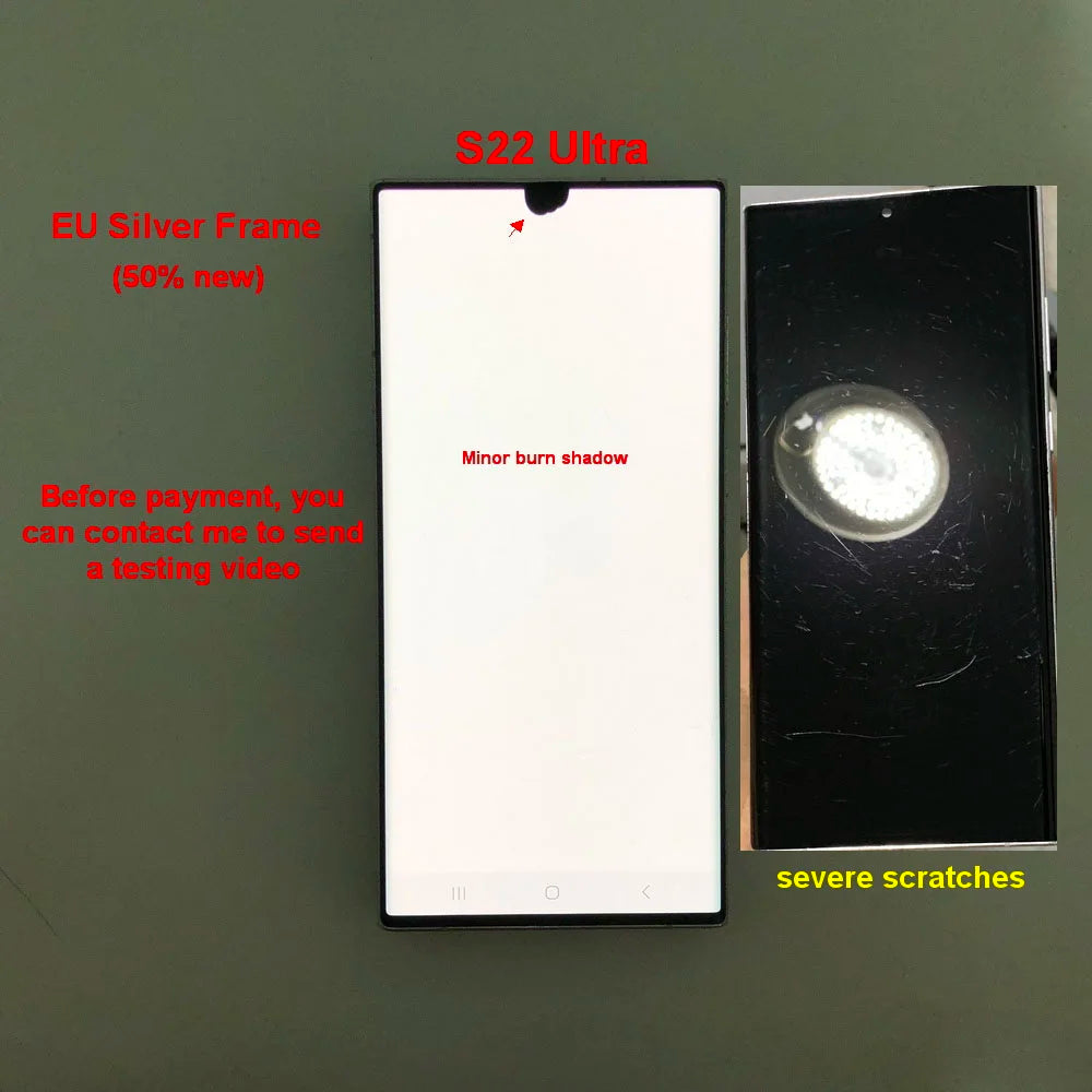 Display Super AMOLED per Samsung Galaxy S22 Ultra LCD SM-S908 S908U S908E, Schermo Touch Digitizer di Ricambio con Difetti
