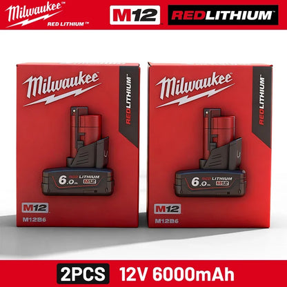 Batteria di ricambio Milwaukee 12V per 6.0Ah XC 48-11-2412 48-11-2440, compatibile con M12 Fuel MLW2553-20 2462-20