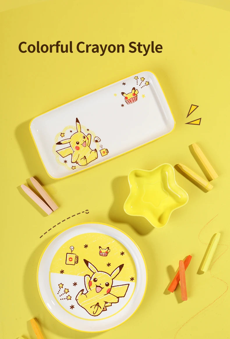 Set di Stoviglie in Ceramica Pokemon SHUNXIANG, Ciotole e Piatti con Motivi Cartoon, Set per Cena, Insalata e Pasta, Adatti al Microonde