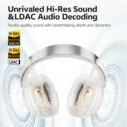 QCY H3S ANC Cuffie over Ear -56dB Cuffie con cancellazione del rumore Bluetooth 6.0 Auricolari audio spaziale LDAC ad alta risoluzione Doppio driver
