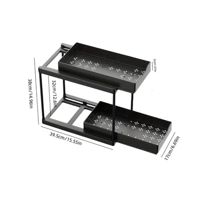 Nuovo Organizzatore Sottolavello a 2 Livelli, Ripiano Scorrevole Estraibile, Scaffale Multifunzione per Cucina e Bagno, Organizzatore Salvaspazio per Armadietti
