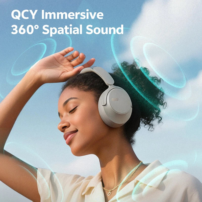 QCY H3S ANC Cuffie over Ear -56dB Cuffie con cancellazione del rumore Bluetooth 6.0 Auricolari audio spaziale LDAC ad alta risoluzione Doppio driver
