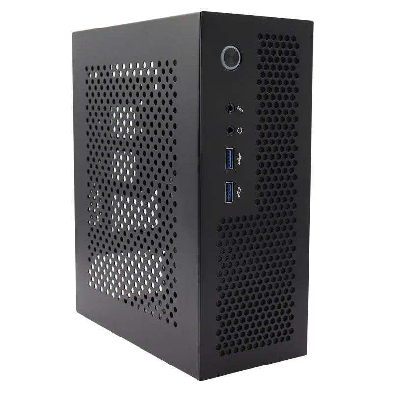 Custodia per computer Mini ITX HTPC USB 3.0 Supporta schede madri ITX Può contenere piccole alimentatori 1U/Flex Custodia per computer di casa Nera