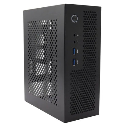 Custodia per computer Mini ITX HTPC USB 3.0 Supporta schede madri ITX Può contenere piccole alimentatori 1U/Flex Custodia per computer di casa Nera
