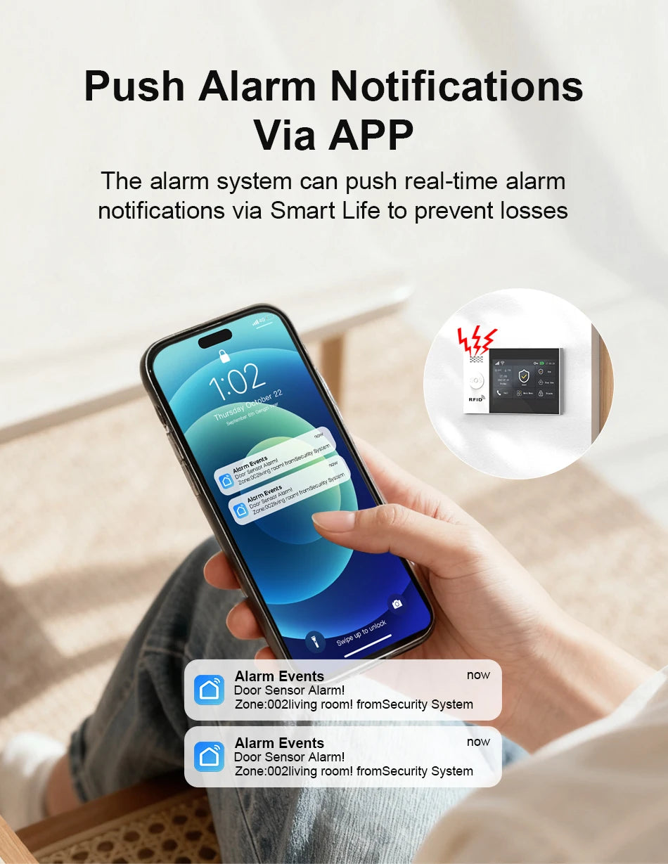 Sistema di allarme domestico wireless PGST, compatibile con Tuya, 4G/2G GSM WiFi, 433MHz, controllo da app, funziona con Alexa
