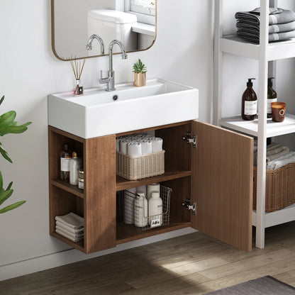 Mobile bagno sospeso con lavabo 55 × 31 × 66,5 cm e vani laterali