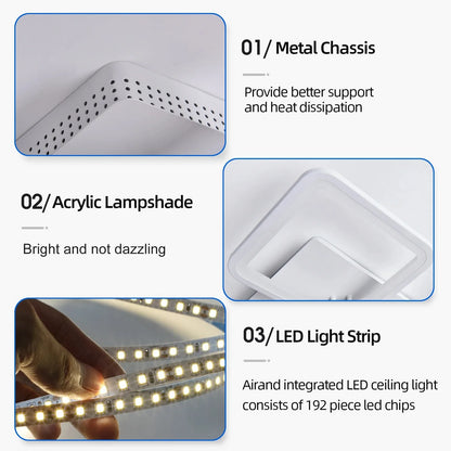 Lampade da soffitto moderne, a sospensione, con tecnologia LED e controllo remoto tramite app, adatte per illuminare camere da letto, cucine, soggiorni e altri ambienti.