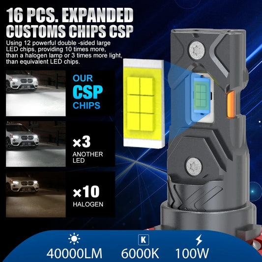 Fari LED XSTORM H11 Canbus 9005 9006, Luci Fendinebbia per Auto 40000LM 100W 6000K, Fari di Guida e Luci Antinebbia