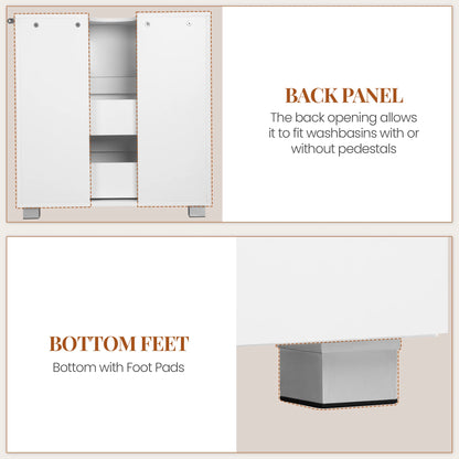 Mobile da bagno con 3 cassetti grandi, 30 x 60 x 63 cm, mobile base da bagno con piedini, mobile da toeletta indipendente