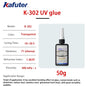 Adesivo UV Kafuter K-300 K-302 K-303 K-306, Colla Trasparente per Vetro, Acrilico e Cristallo, per Riparazioni Fai-da-Te, 50g