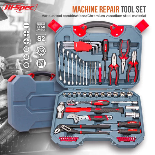 Kit di attrezzi per la riparazione auto di alta qualità, set di chiavi a bussola 1/2, 3/8, 1/4, set di utensili manuali per uso quotidiano, set di chiavi a bussola per riparazioni e manutenzione domestica, set di chiavi a cr
