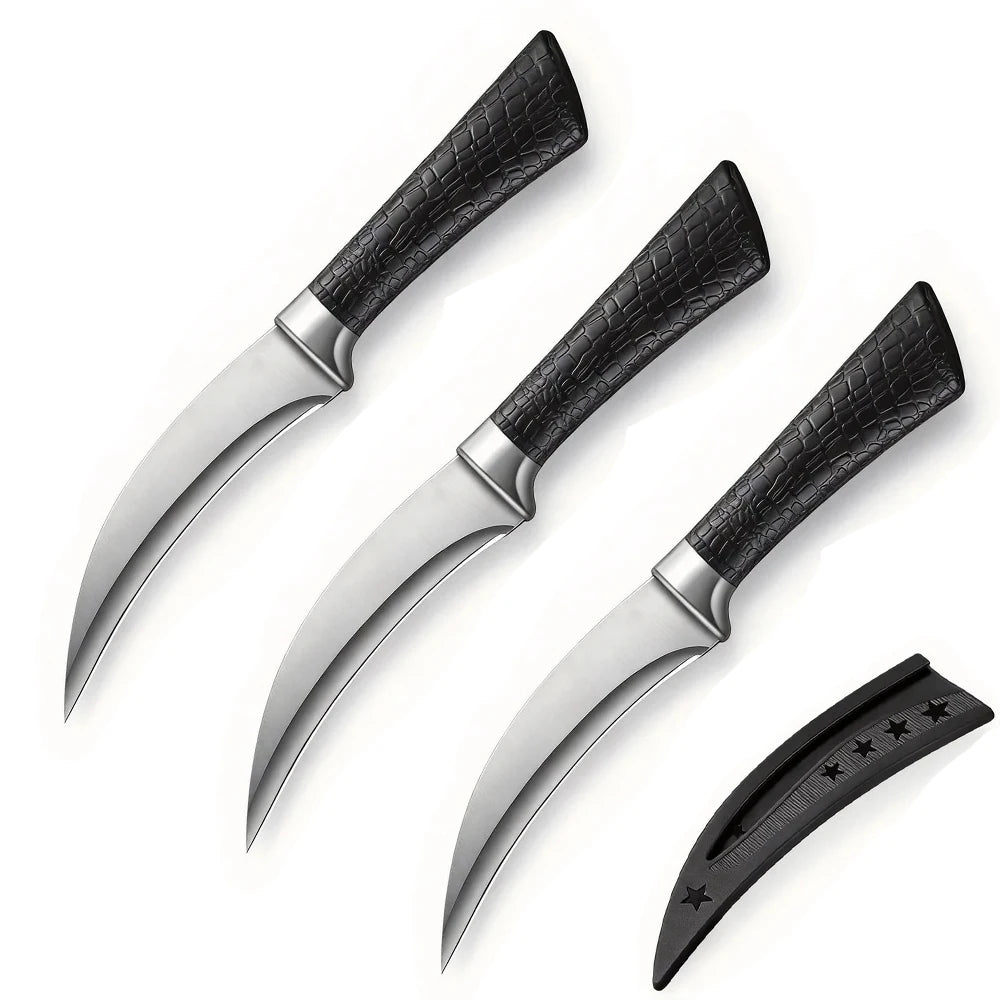 Coltello da cucina professionale in acciaio inossidabile. Coltello affilato per tagliare carne e verdure. Manico antiscivolo con fodero.