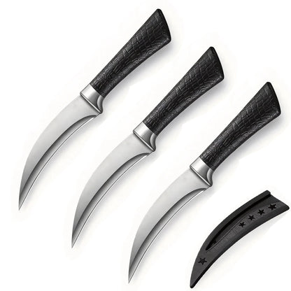 Coltello da cucina professionale in acciaio inossidabile. Coltello affilato per tagliare carne e verdure. Manico antiscivolo con fodero.