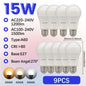 Confezione da 1-10 Lampadine LED 15W 120V 220V 3000K 4000K 6000K Luce Diurna CRI80 Senza Sfarfallio per Illuminazione Domestica Camera da Letto