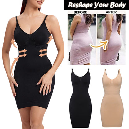 Sexy Full Slip Shapewear Abito da donna Scollo a V Aderente Biancheria intima Compressione liscia Shaper del corpo Dimagrante Vita Addome Pancia Corsetto