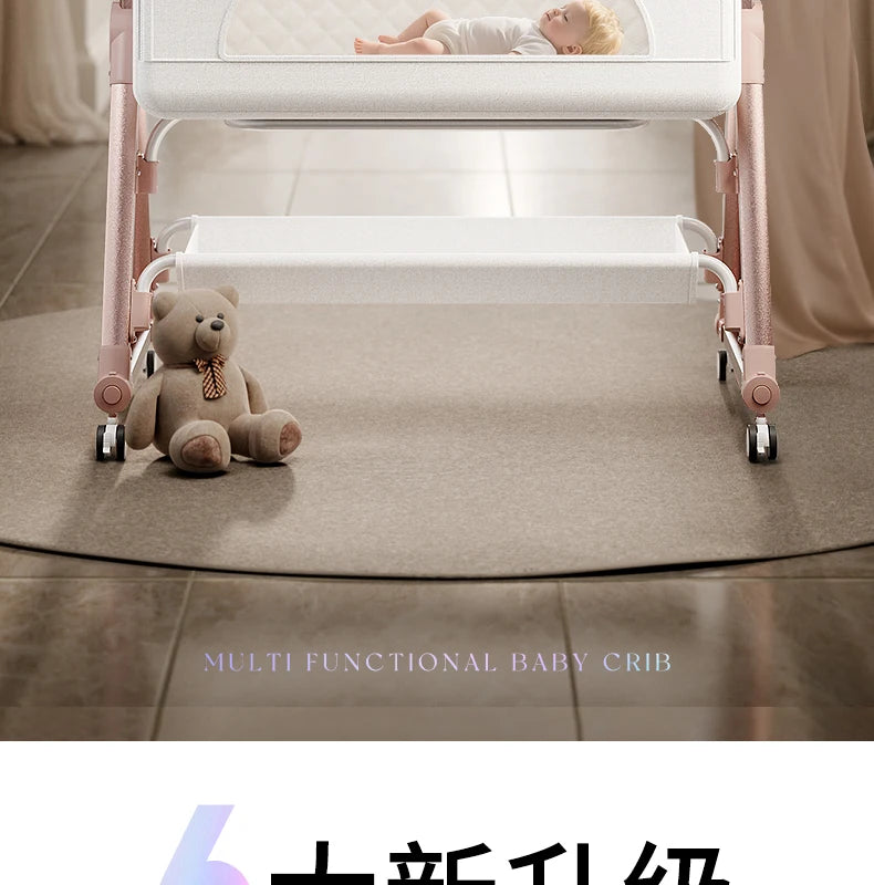 Culla per bambini, giunzione portatile, culla per lettino, culla da comodino per bambino, culla da comodino 3 in 1 con ruote