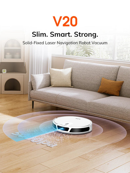 Robot Aspirapolvere ILIFE V20, Aspirazione 5000Pa, Navigazione Intelligente SOF LiDAR, Controllo APP, Pulizia Personalizzabile, Ricarica Automatica