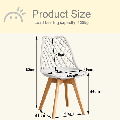 Set di 4/6 sedie da pranzo moderne con schienale in rete con gambe in legno massello e cuscini imbottiti, per sala da pranzo/camera da letto, sedia da caffè