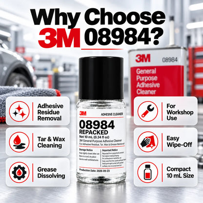 3M 08984 Detergente Rimuovi Adesivi 10mL Ricompresso, Rimuovi Residui di Colla, Adesivi, Catrame, Cera e Grasso per Officina di Detailing Auto