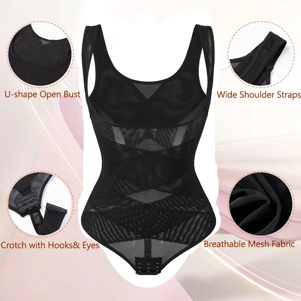 Perizoma in rete Body Shapewear Donna Nuovo Shaper per tutto il corpo Vita sottile Tummy Control Intimo Pancia piatta Corsetto sottoseno